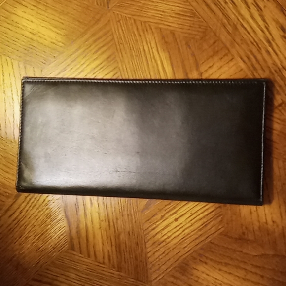 Johnston & Murphy Black Nappa Leather Chest Pocket Wallet 9x4 1/4